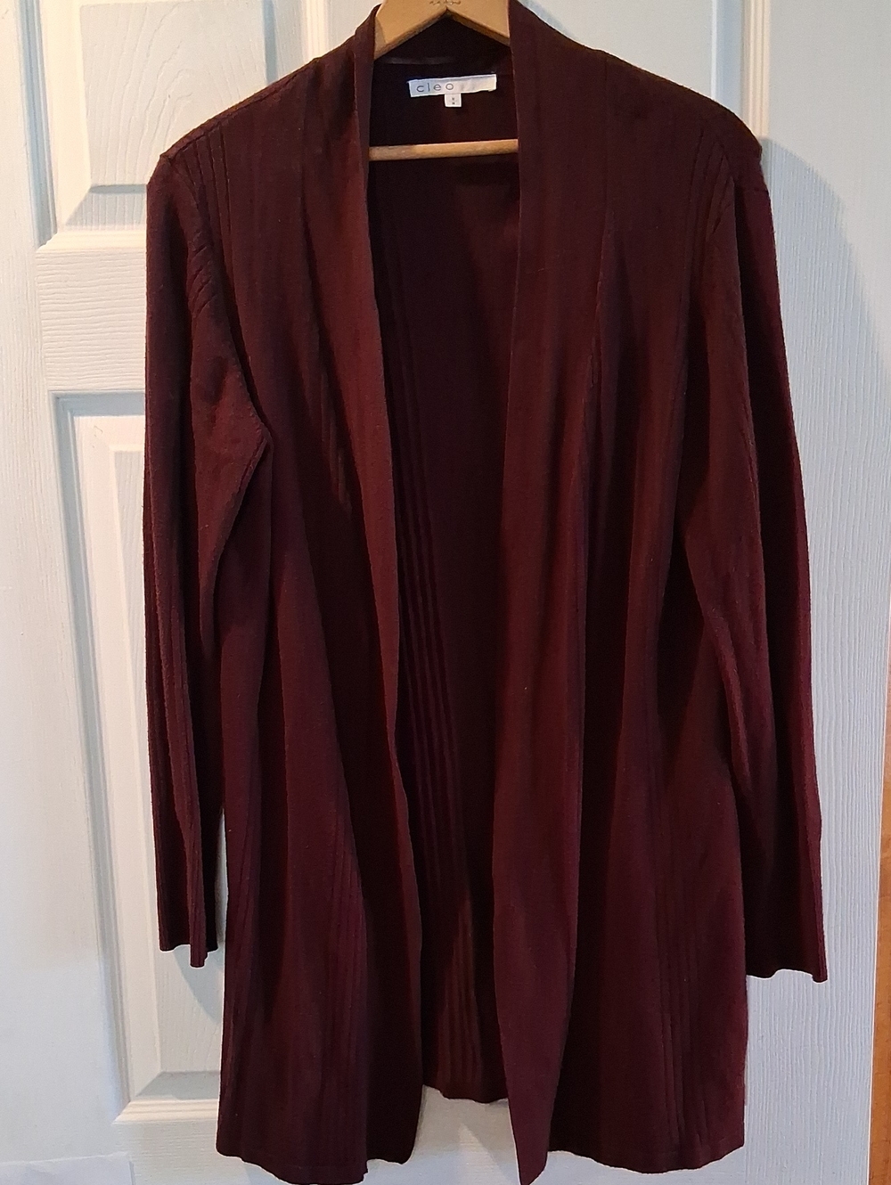 cleo Open-Front Cardigan in Burgundy